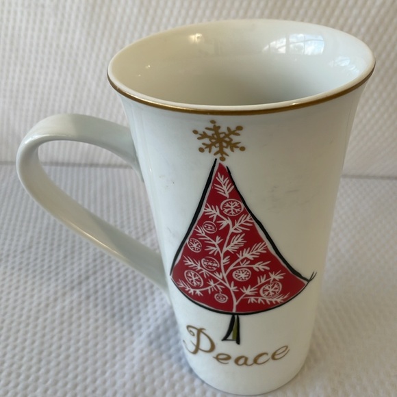 222 Fifth NATALA “PEACE” Tall 16 oz Christmas Latte Mug - Picture 1 of 7